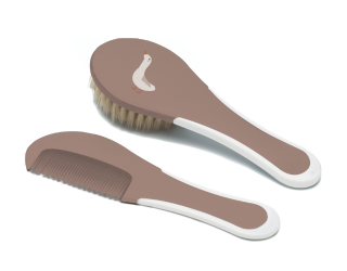 Hřeben a kartáč s přírodním vlasem Bébé-Jou Dear Goosek na malou podložku Bébé-Jou Dear Goose,72x44cm