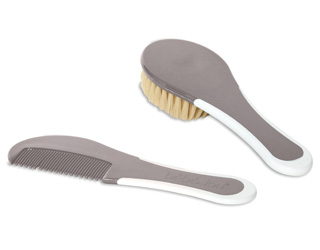 Hřeben a kartáč s přírodním vlasem Bébé-Jou Chalk Brown